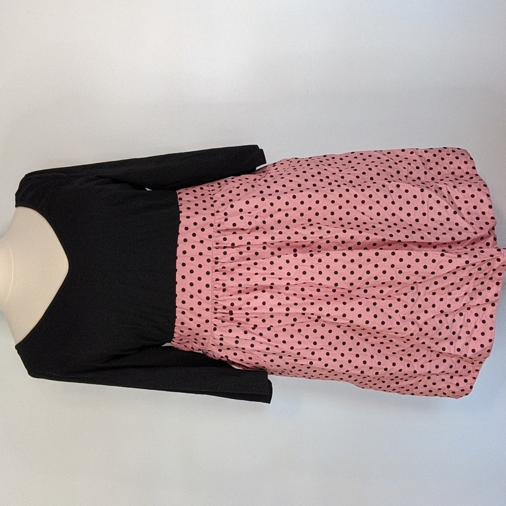 City Chic Pink and Black Polka Dot Dress